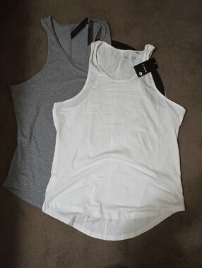 Women’s White and Gray Racerback Tank Tops - Everyday Lightweight Layer